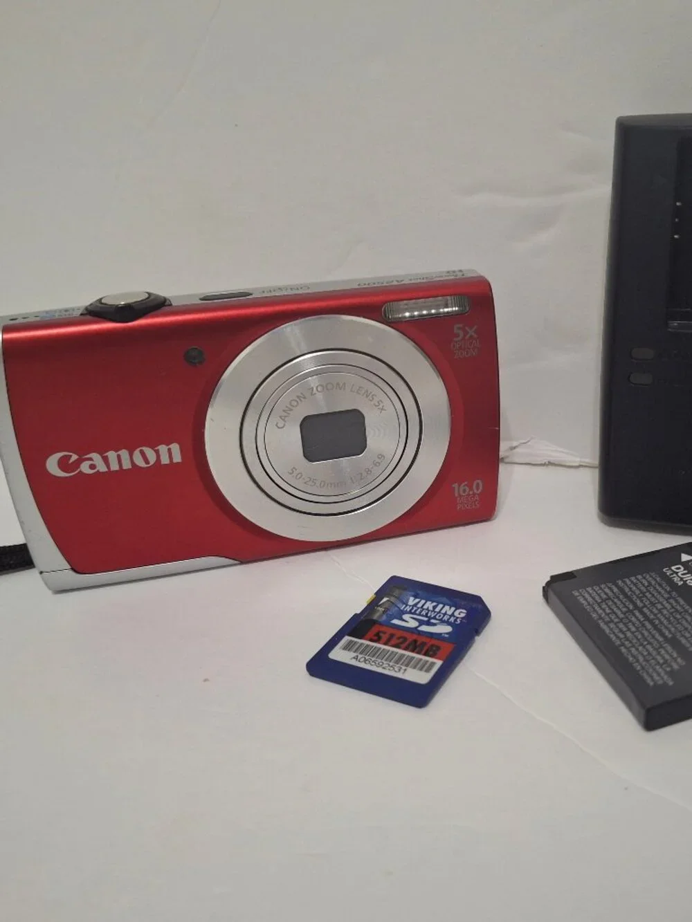 Canon PowerShot A2500 16MP Digital Camera, Red, 5x Optical Zoom
